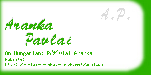 aranka pavlai business card